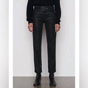 FRAME Le Sylvie High Waist Slender Straight Leg Jeans size 27 NWT Black Coated